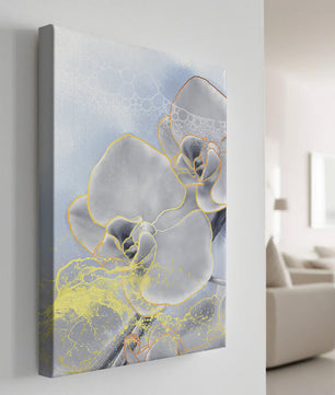 Delicate floral art with gold accents and abstract background