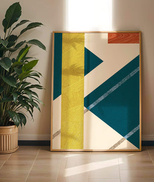 Abstract Geometric Composition with Bold Colors and Textures - Mi tienda
