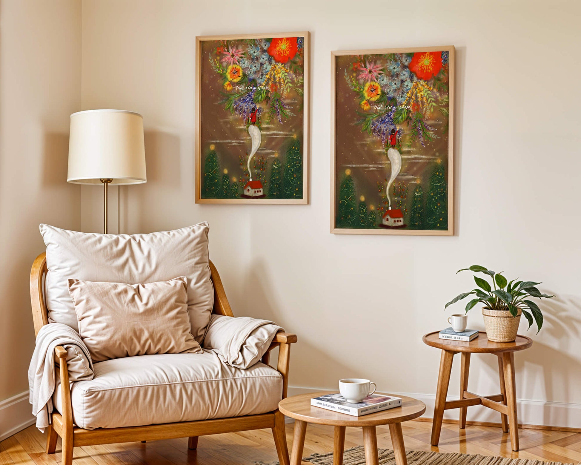 Charming illustration of floral fantasy scene