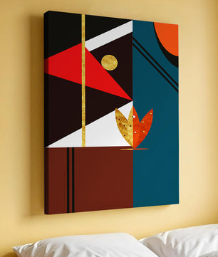Arte abstracto geométrico con dorado y formas audaces