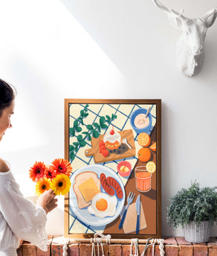 Desayuno encantador con jugo de naranja fresco y pasteles