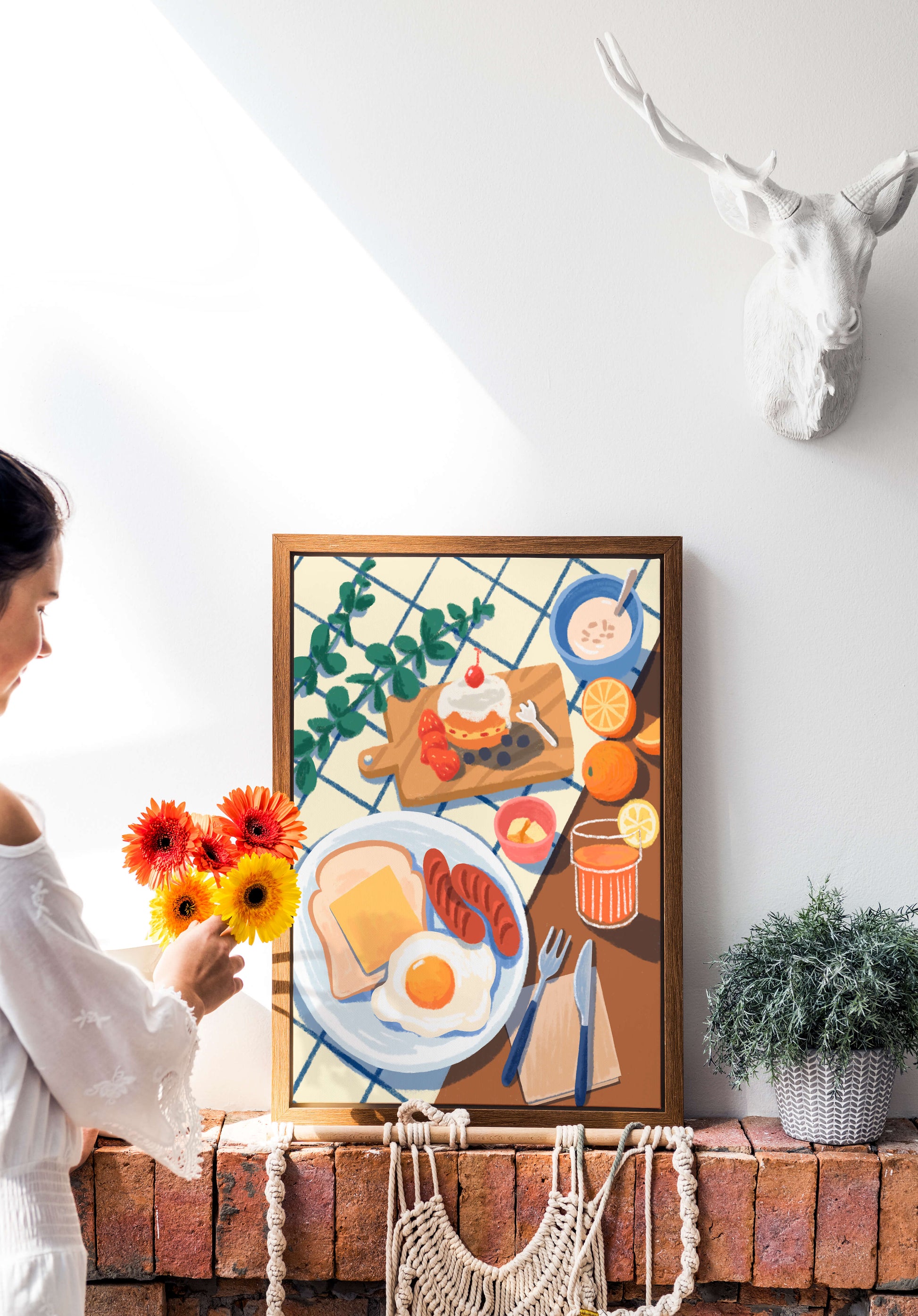 Desayuno encantador con jugo de naranja fresco y pasteles