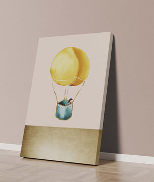Charming Hot Air Balloon Illustration with Golden Accents