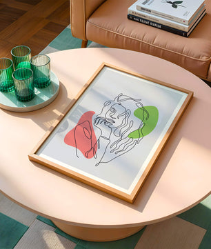 Modern Line Art Portrait With Abstract Shapes