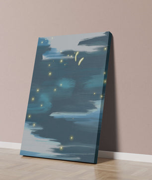 Ciel nocturne abstrait avec lucioles lumineuses