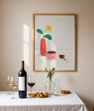 Cozy Breakfast with Coffee, Cake, and Sunflower in Vase - Mi tienda