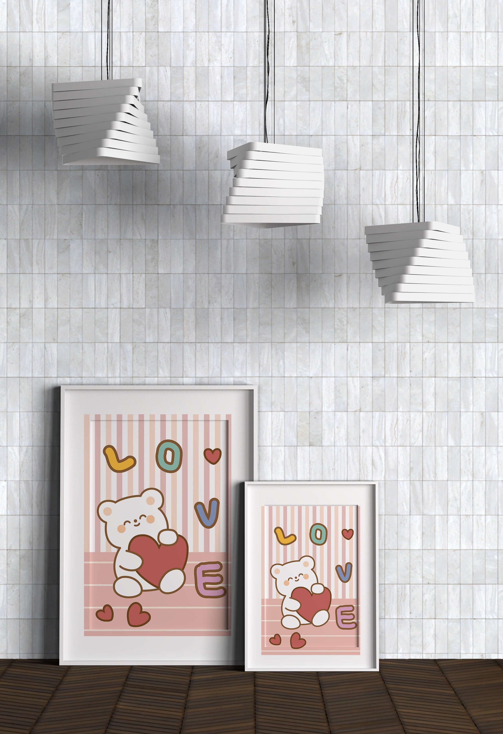 Adorable bear holding a heart in a playful love-themed illustration