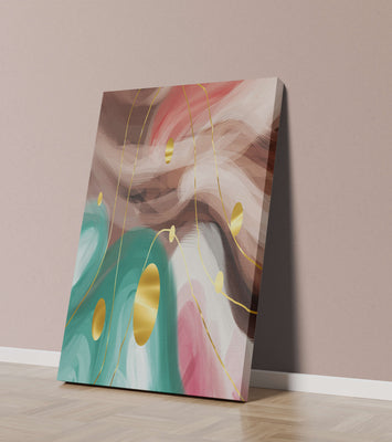 Abstract colorful swirl design with golden circles