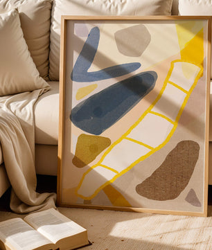 Abstract Design with Geometric Shapes in Earthy Tones and Gold Accents - Mi tienda