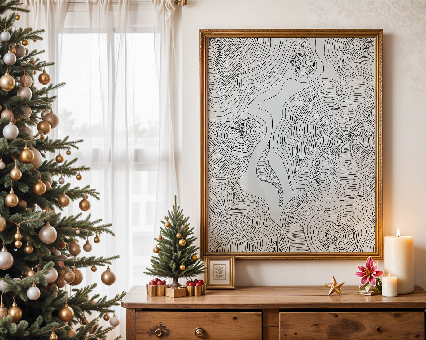 Art linéaire topographique abstrait avec des motifs tourbillonnants
