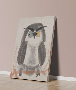 Whimsical Owl Illustration with Colorful Eyes