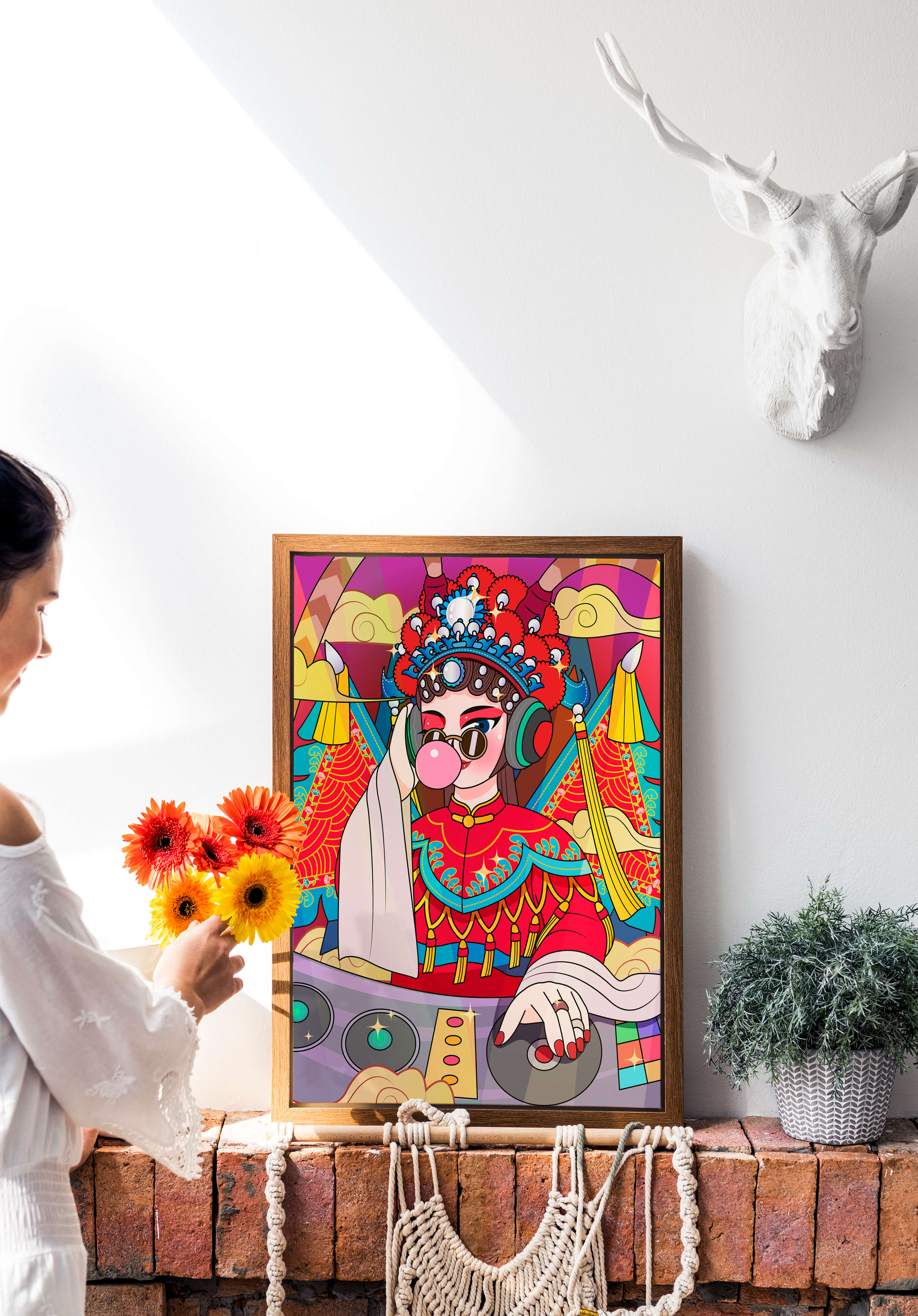 Vibrant DJ illustration combining traditional and modern elements