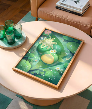 Scène aquatique luxuriante avec des fleurs de lotus et des feuilles vertes