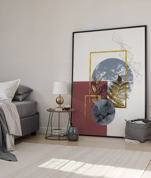 Abstract Composition with Gold Accents and Geometric Shapes - Mi tienda