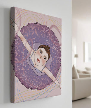 Graceful ballerina in a purple tutu with sparkling details
