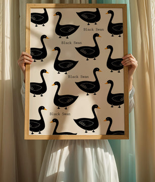 Seamless bird pattern with minimalist design and bold accents