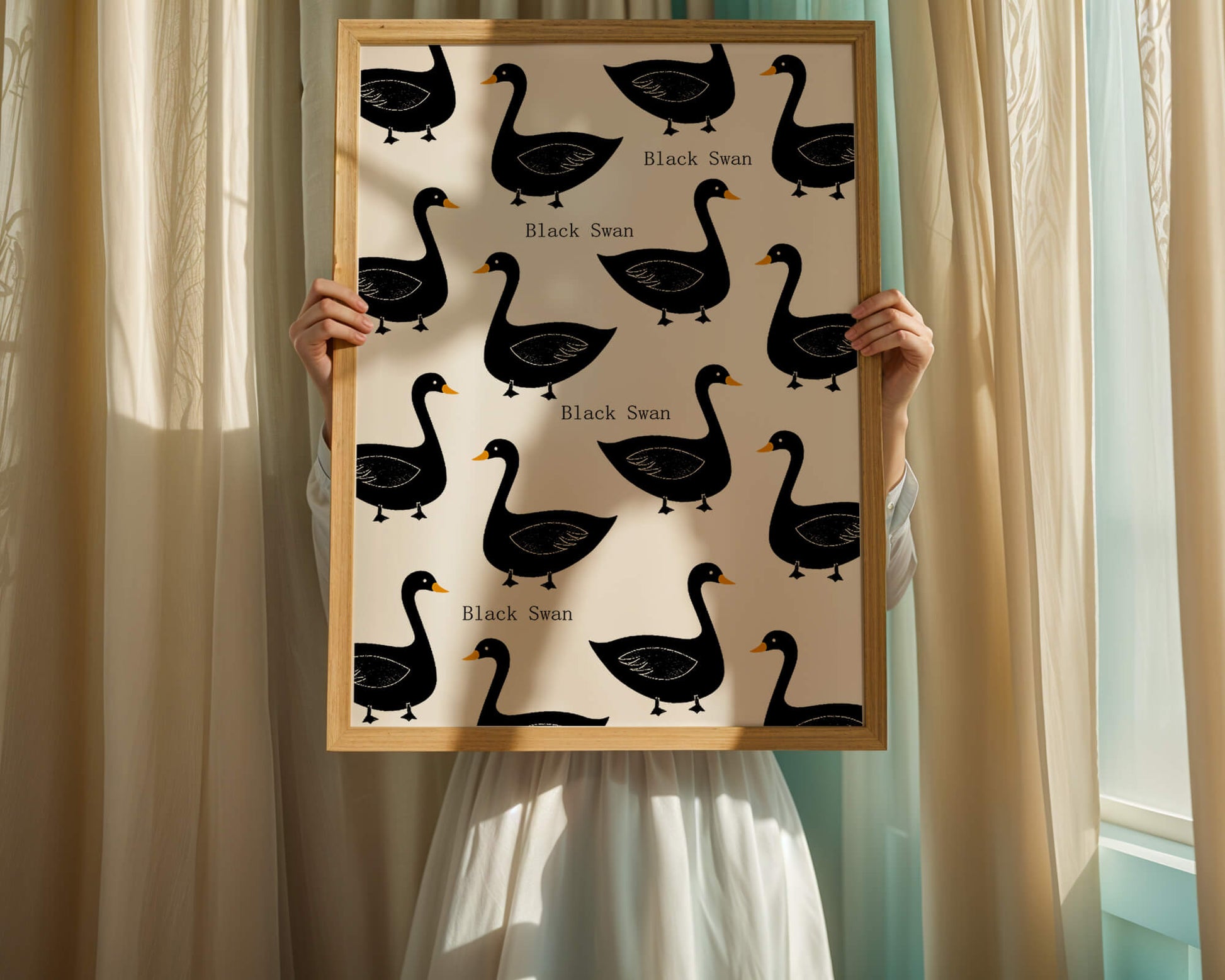 Seamless bird pattern with minimalist design and bold accents