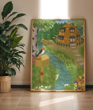 Paysage charmant avec une maison unique et un jardin luxuriant