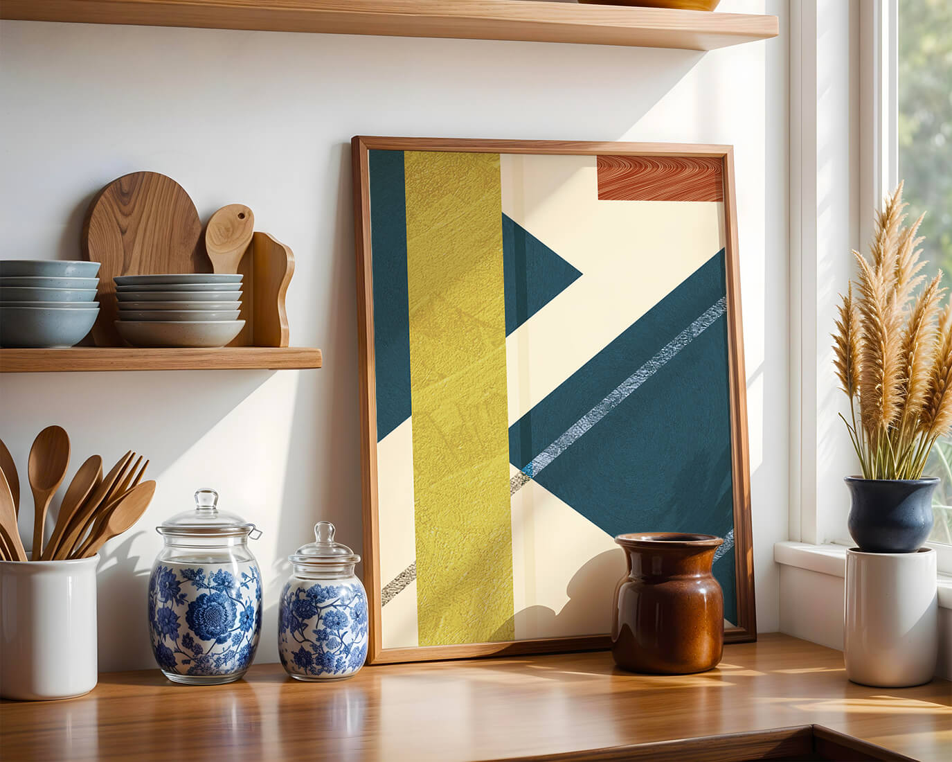 Contemporary abstract geometric art with vibrant colors