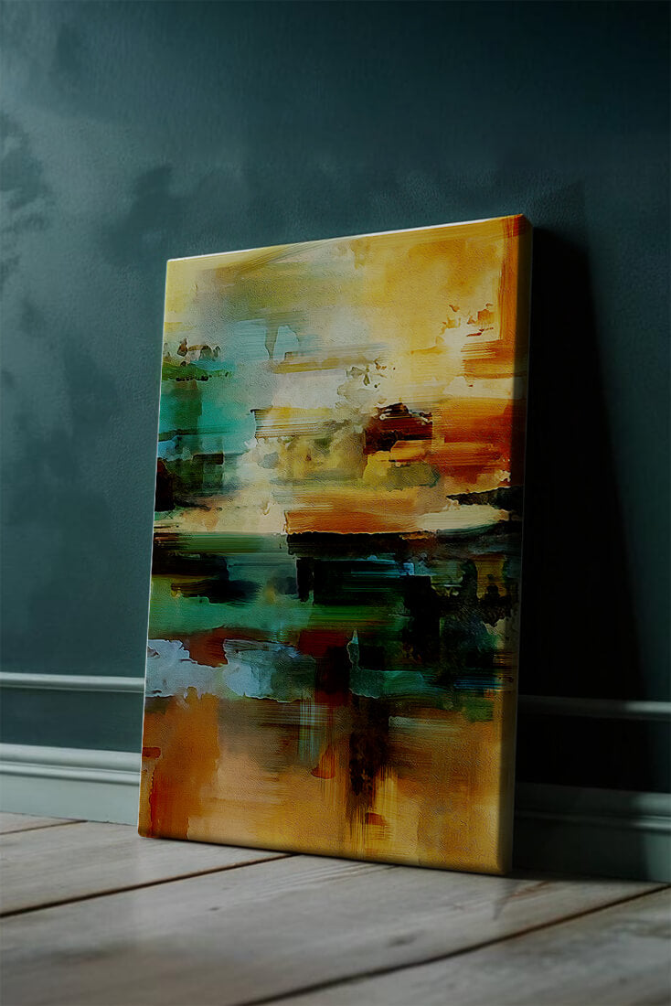 Abstract Landscape with Vivid Colors and Dynamic Brushstrokes