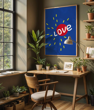 Diseño abstracto con temática de amor colorido con elementos audaces