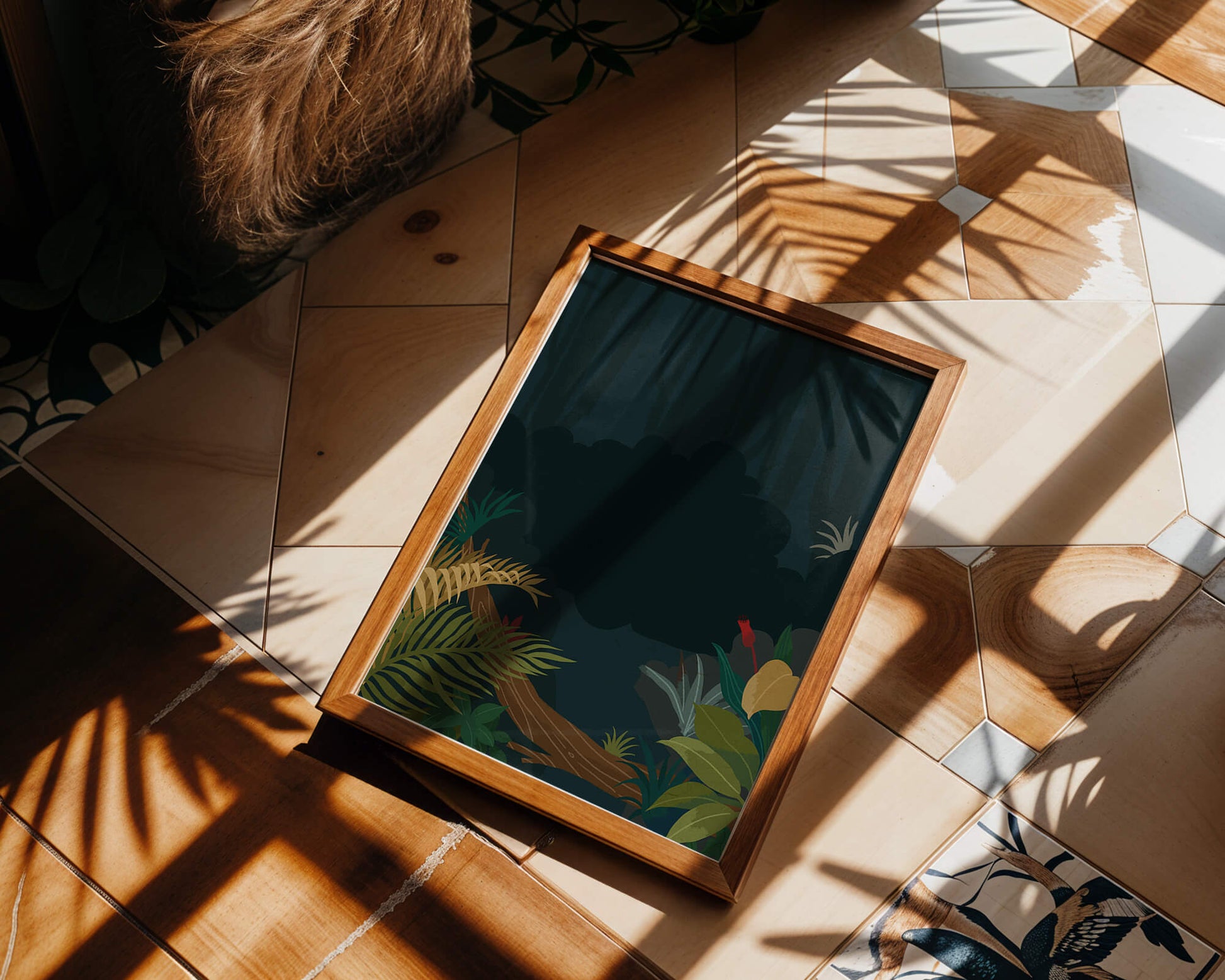 Illustrated Jungle Landscape with Lush Foliage