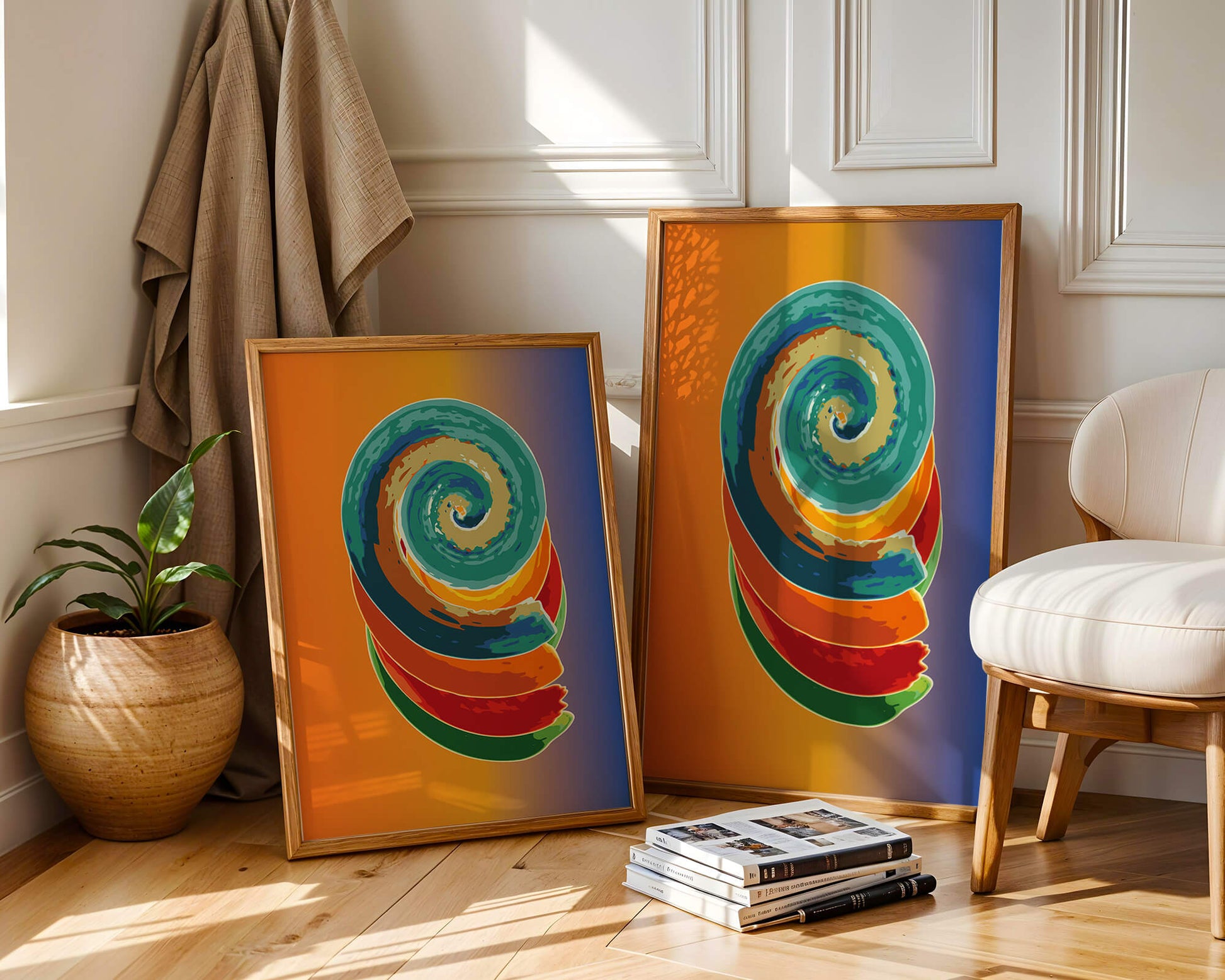 Bunte Spirale abstrakte Kunst mit lebendigem Farbverlauf Hintergrund