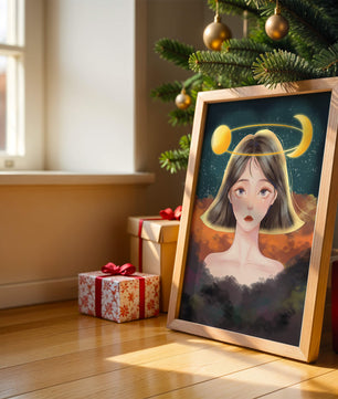 Surreal portrait of a girl with celestial elements