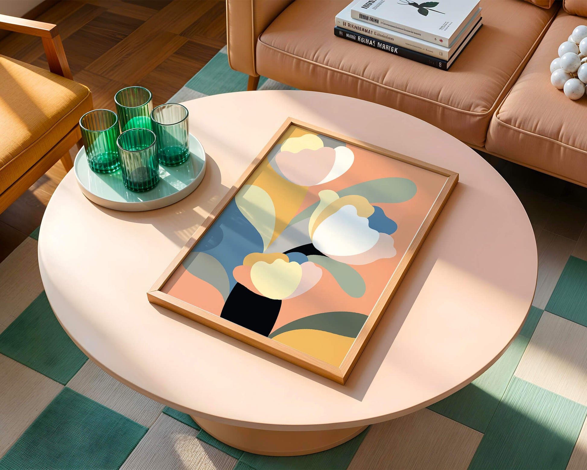 Colorful abstract shapes with soft pastel tones