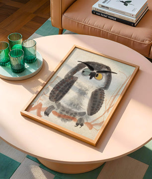 Whimsical Owl Illustration with Colorful Eyes