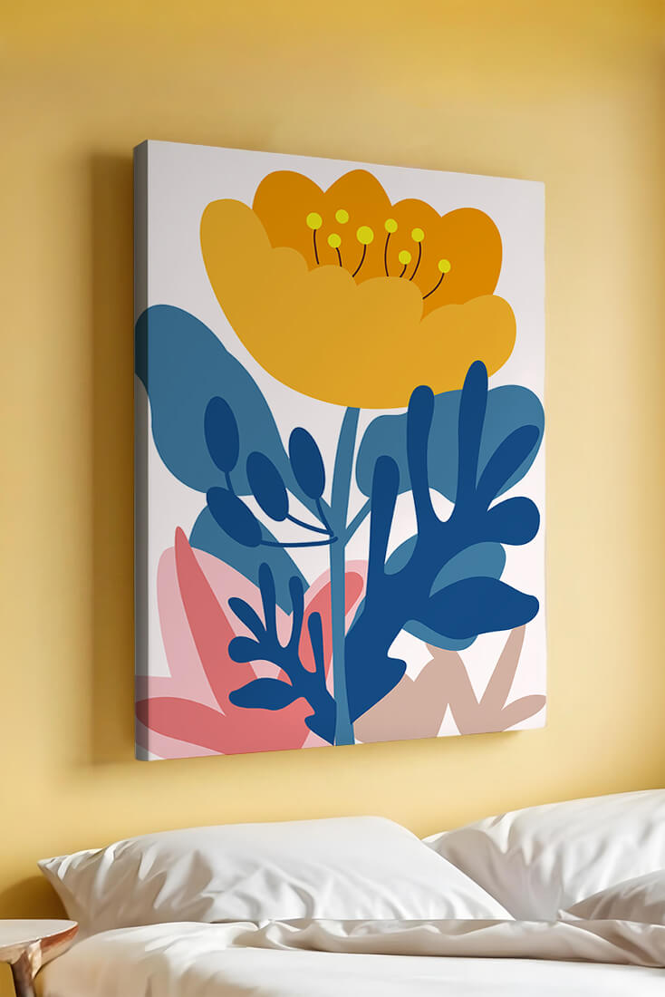 Colorful abstract floral illustration with vibrant leaf patterns