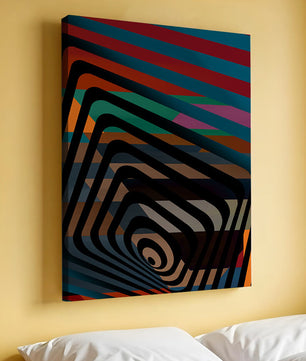 Arte abstracto geométrico colorido con rayas concéntricas