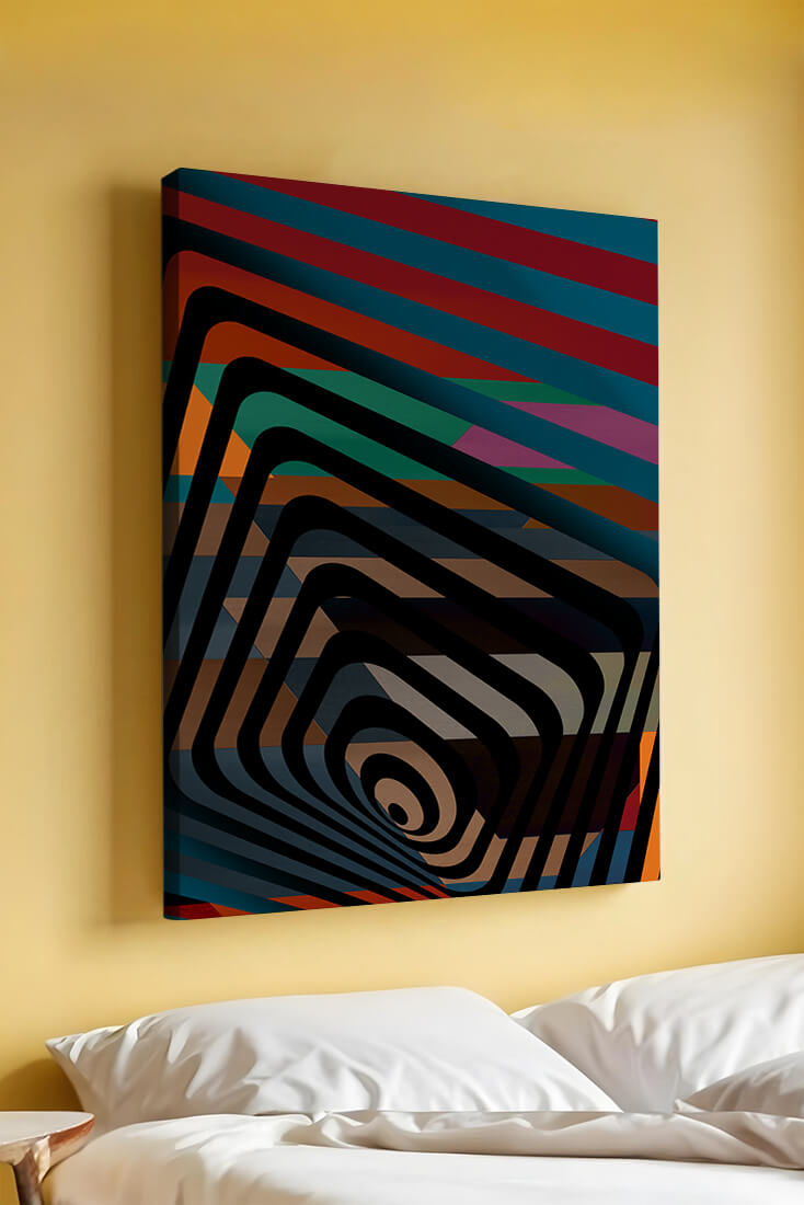 Colorful Geometric Abstract Art with Concentric Stripes