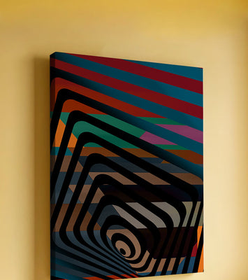 Colorful Geometric Abstract Art with Concentric Stripes