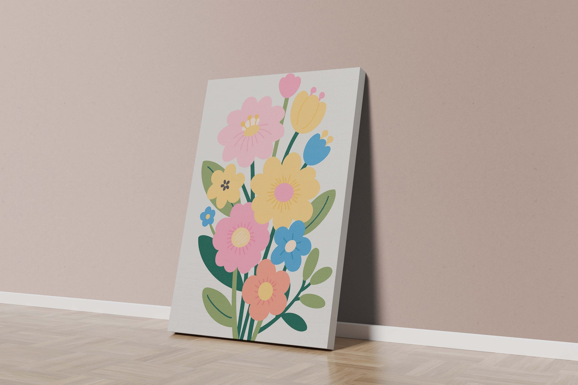 Ramo ilustrado de flores coloridas