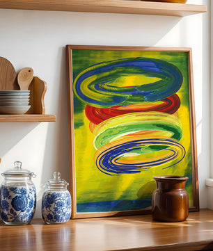 Motifs tourbillonnants abstraits colorés sur fond vibrant