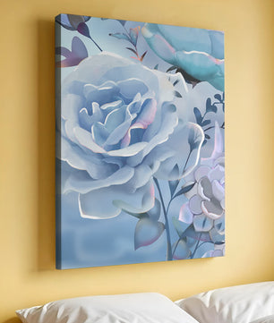 Serene Blue Roses With Delicate Leaves on Soft Background