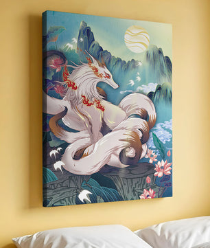 狐妖在充满生机的幻想景观中