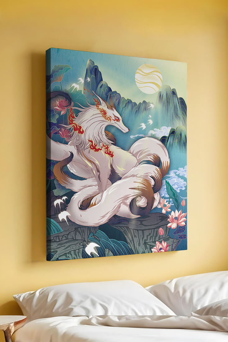 狐妖在充满生机的幻想景观中