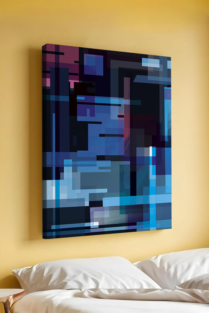 Abstract Geometric Digital Art with Blue and Purple Tones