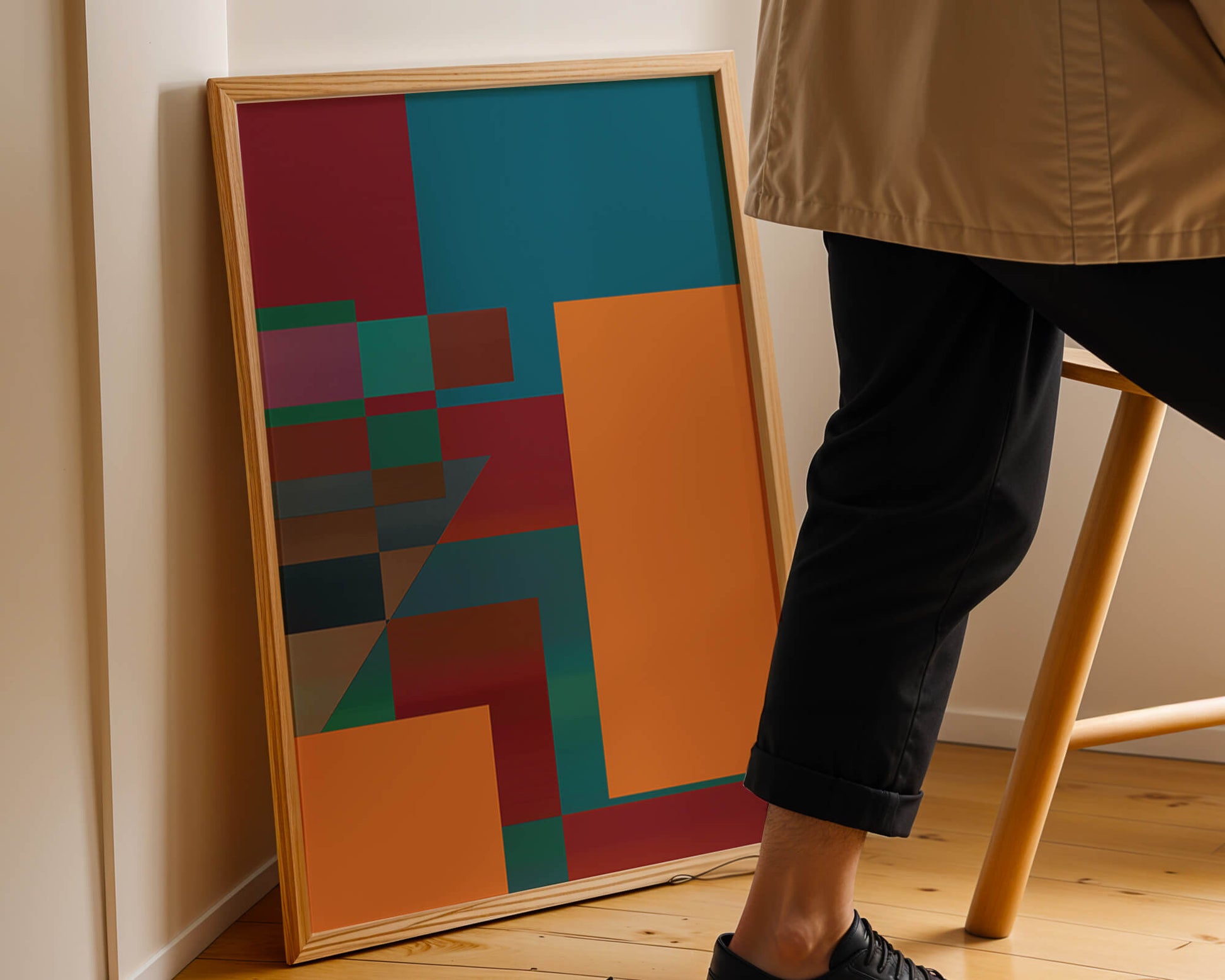 Colorful geometric abstract design with bold blocks and tones