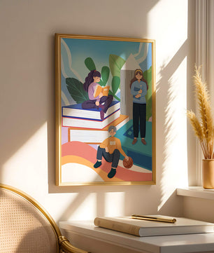 Illustration éducative d’enfants s’adonnant à la lecture de livres