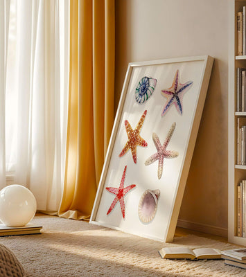 Watercolor collection of seashells and starfish illustration
