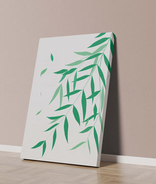 Illustration artistique de feuilles vertes élégantes sur fond noir