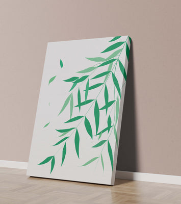Elegant green leaves on black background art illustration