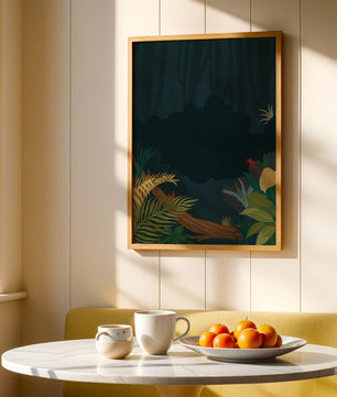 Illustrated Jungle Landscape with Lush Foliage
