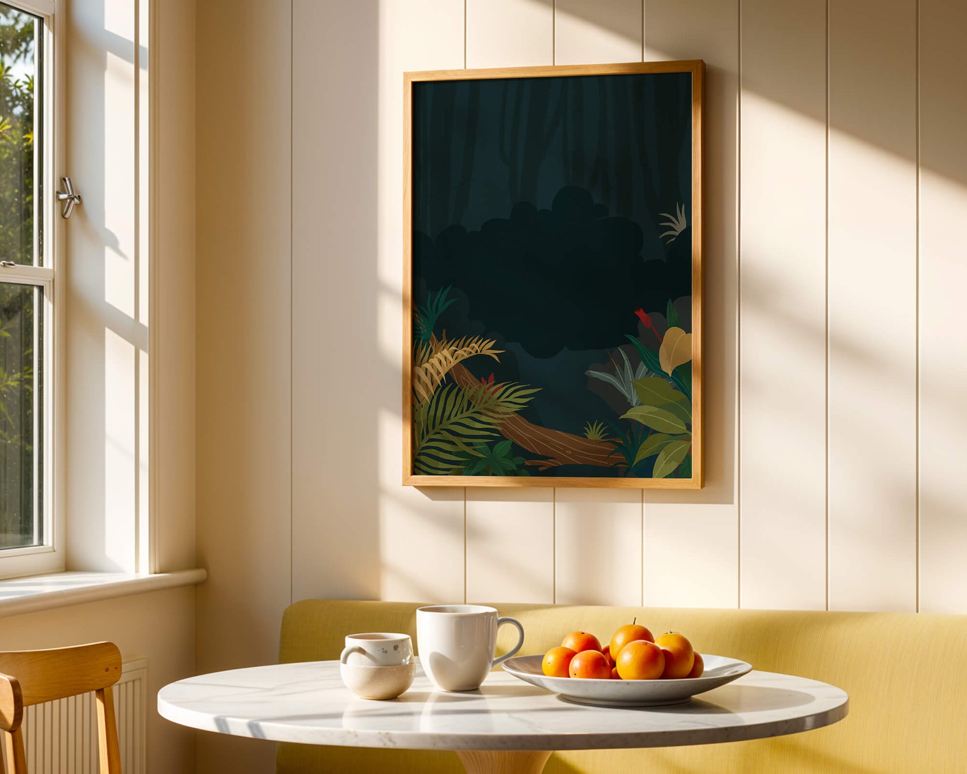 Illustrated Jungle Landscape with Lush Foliage