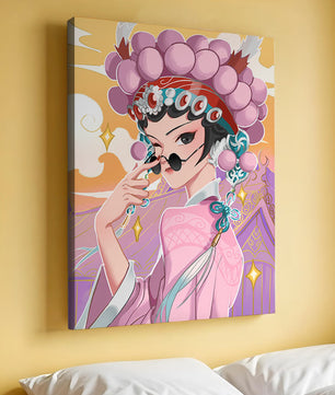 Personaje de anime elegante con atuendo tradicional y detalles dorados