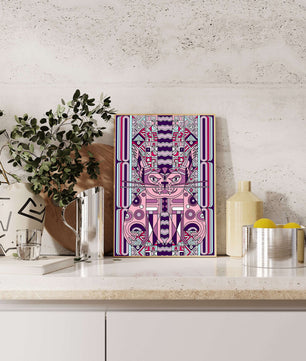 Gato Art Deco geométrico con patrones intrincados