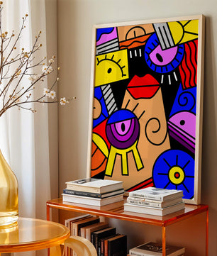 Abstract Geometric Pop Art with Bright Colors and Shapes - Mi tienda